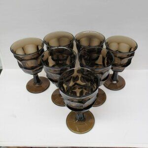 7 - Westmoreland Glass Brown ASHBURTON Line #1885 6 1/4 Inch High Water Goblets